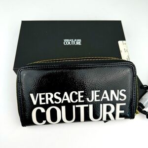 VERSACE JEANS COUTURE Logo Patent wristlet